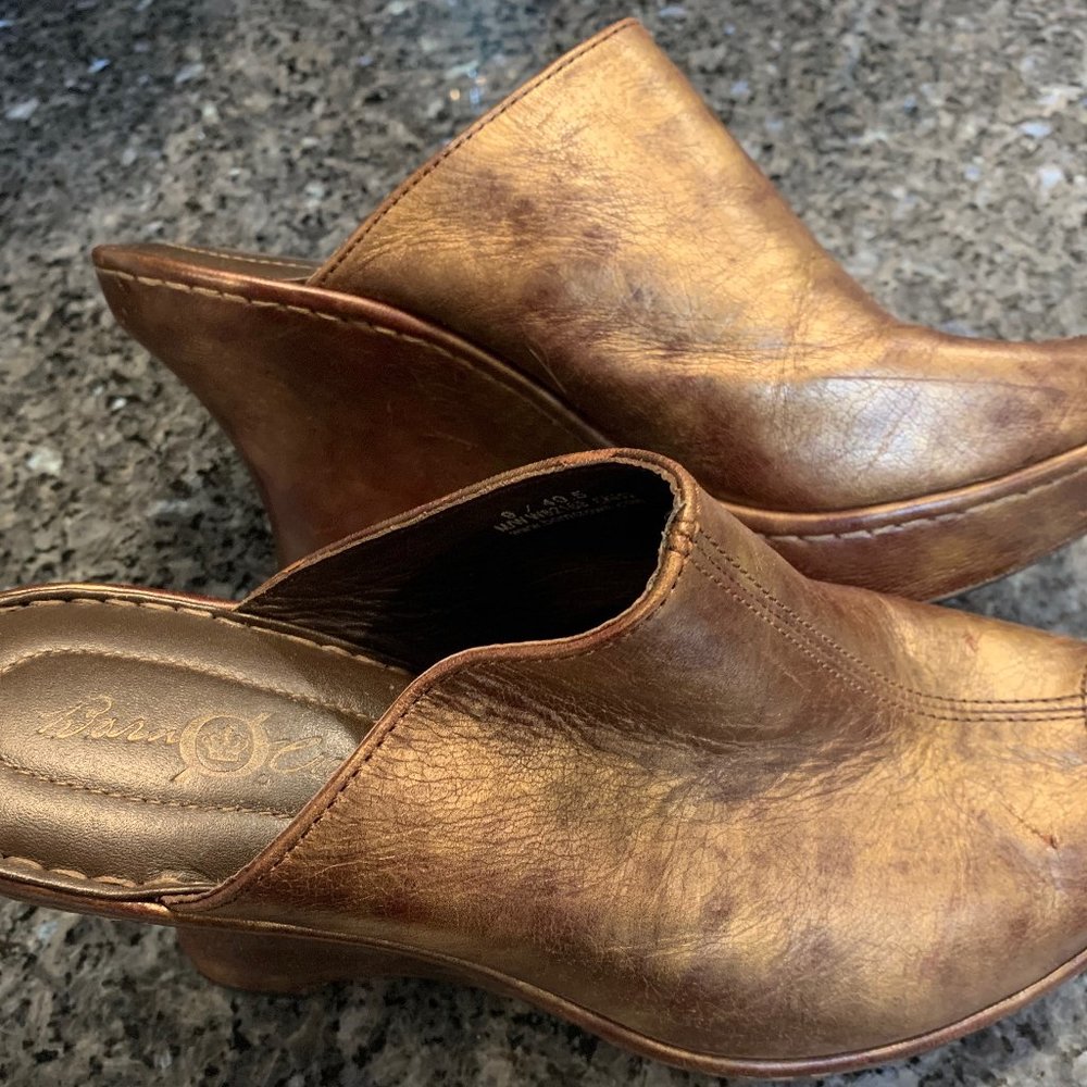 Born open toed bronze metallic clog sandal